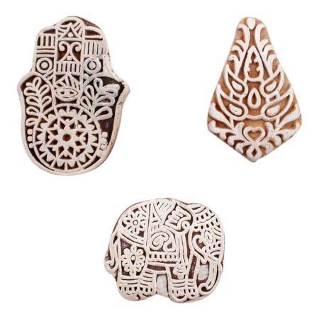 Set of 3 Piece New Mix Wooden Printing Blocks